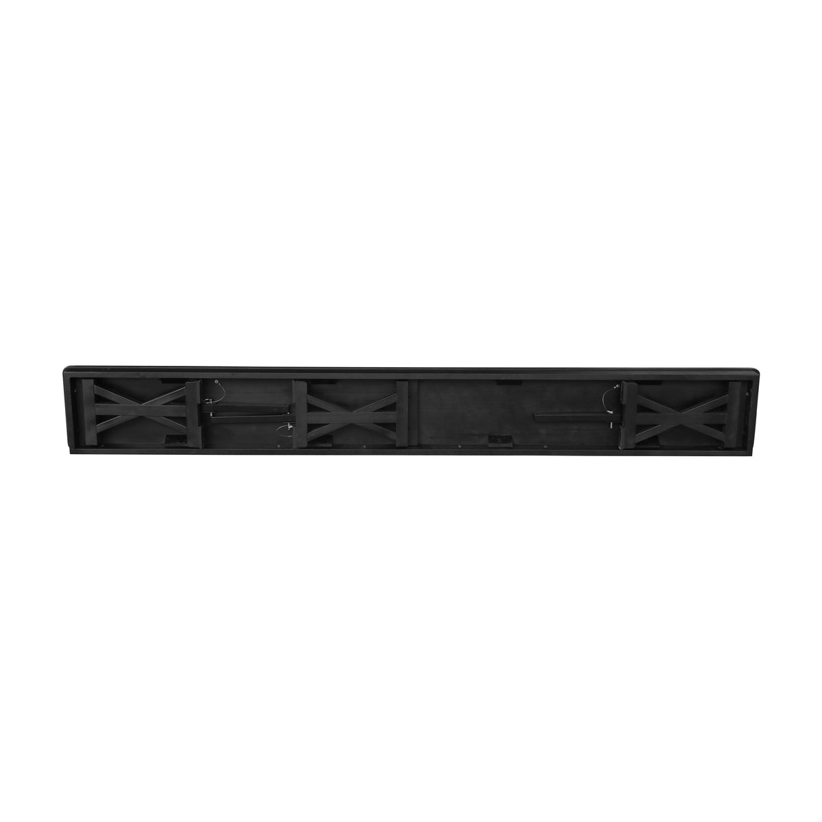 8' x 12" Antique Solid Pine Farmhouse Folding Bench in Black Wash
