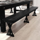 8' x 12" Antique Solid Pine Farmhouse Folding Bench in Black Wash
