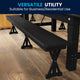 8' x 12" Antique Solid Pine Farmhouse Folding Bench in Black Wash