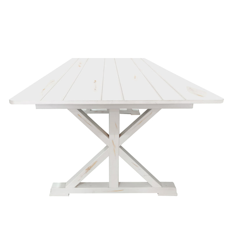 Antique Rustic White |#| Solid Pine Farm Dining Table with X-Style Legs in Antique Rustic White-8' x 40inch