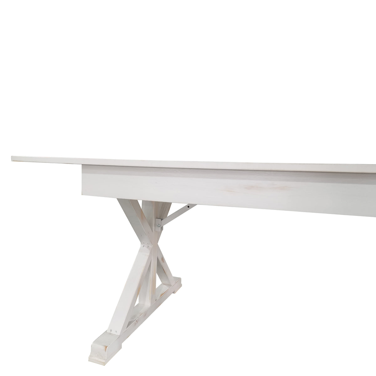 Antique Rustic White |#| Solid Pine Farm Dining Table with X-Style Legs in Antique Rustic White-8' x 40inch