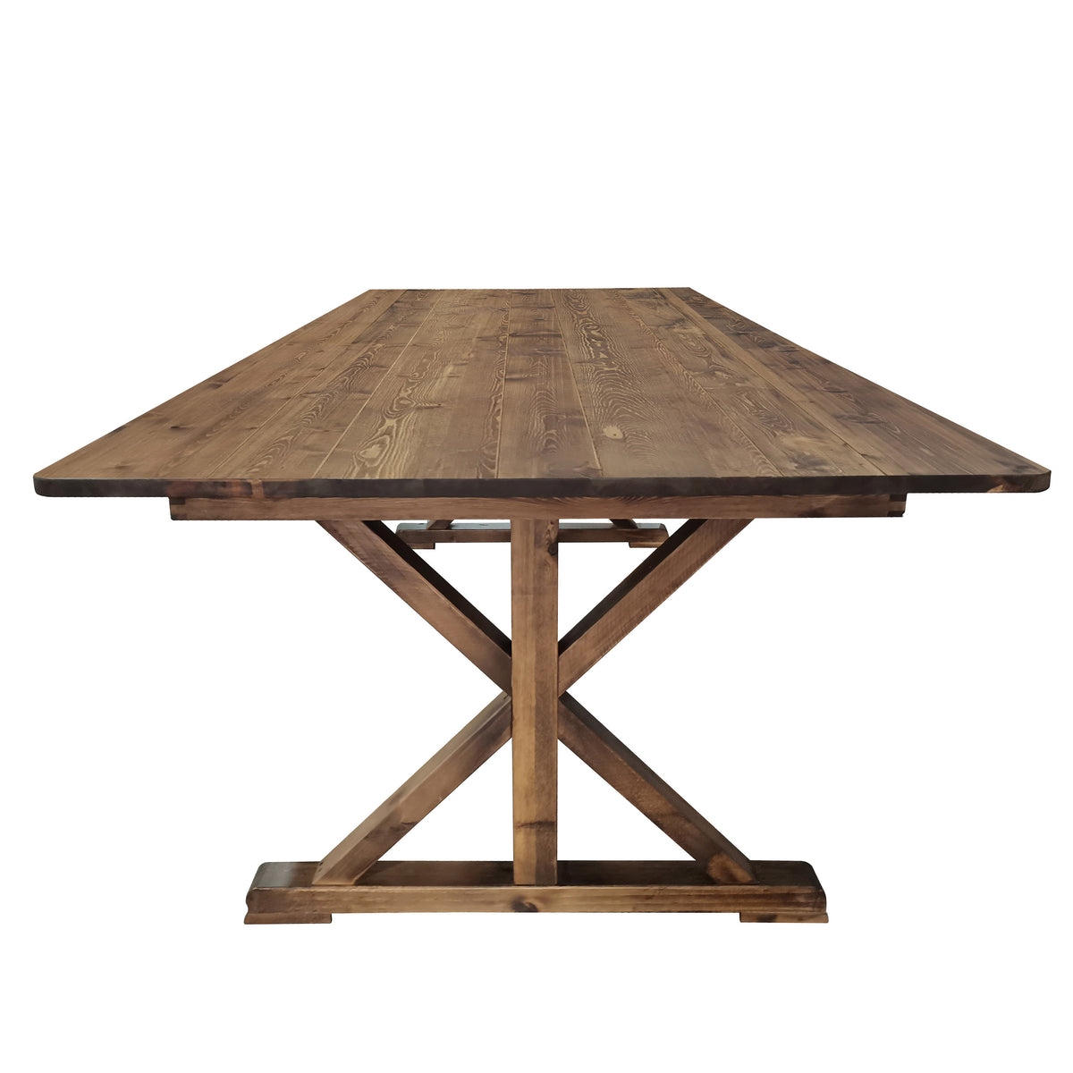 Antique Rustic |#| Solid Pine Farm Dining Table with X-Style Legs in Antique Rustic - 8' x 40inch