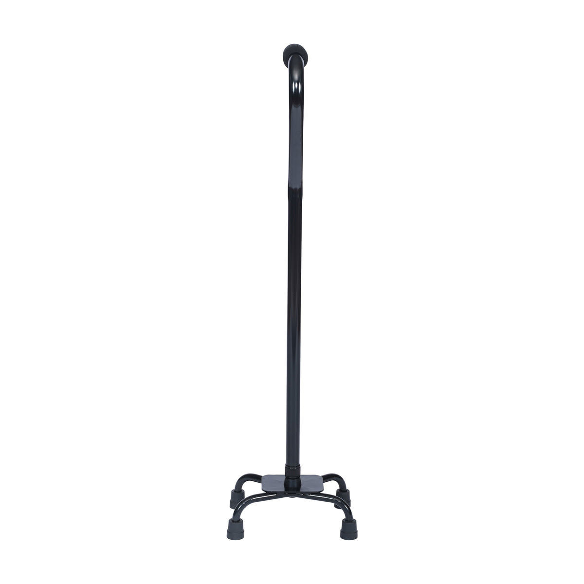 Adjustable Left or Right Handed Quad Cane w/ Padded Handle, Large Base in Black