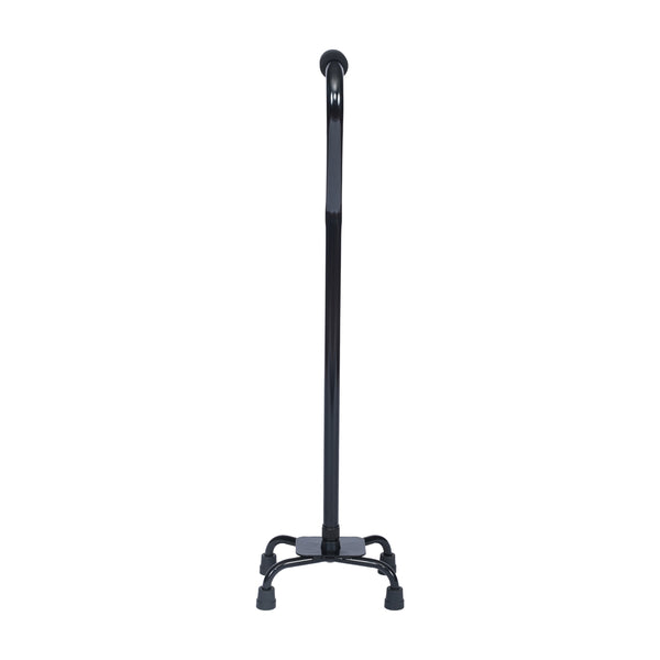Adjustable Left or Right Handed Quad Cane w/ Padded Handle, Large Base in Black