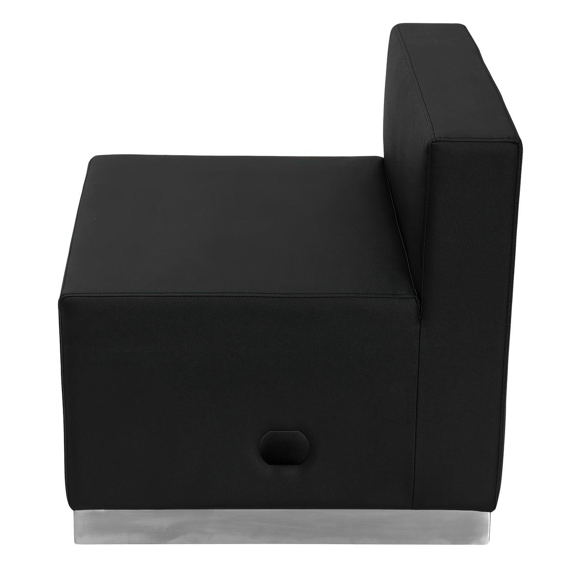 Black |#| Black LeatherSoft Chair w/Brushed Stainless Steel Base - Reception Furniture