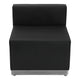 Black |#| Black LeatherSoft Chair w/Brushed Stainless Steel Base - Reception Furniture