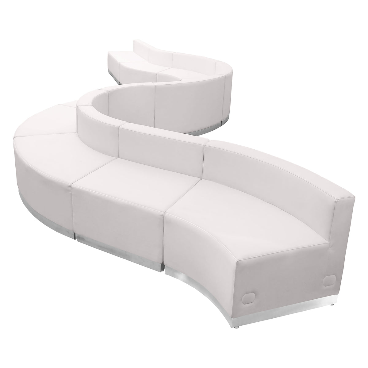 Melrose White |#| 10 PC White LeatherSoft Modular Reception Configuration w/Taut Back &Seat