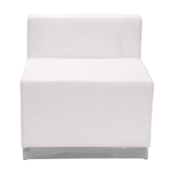 Melrose White |#| 10 PC White LeatherSoft Modular Reception Configuration w/Taut Back &Seat