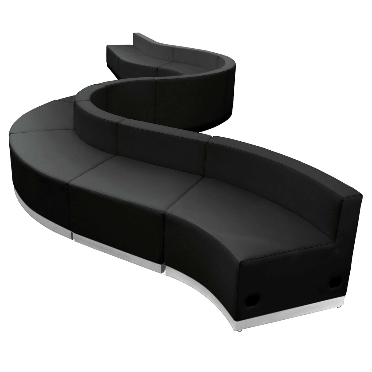 Black |#| 10 Pc Black LeatherSoft Modular Reception Configuration w/Taut Back &Seat
