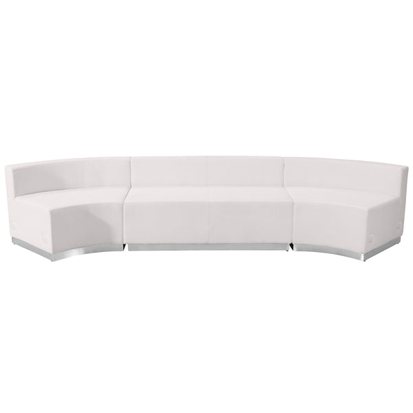 Melrose White |#| 3 PC White LeatherSoft Modular Reception Configuration w/Taut Back &Seat