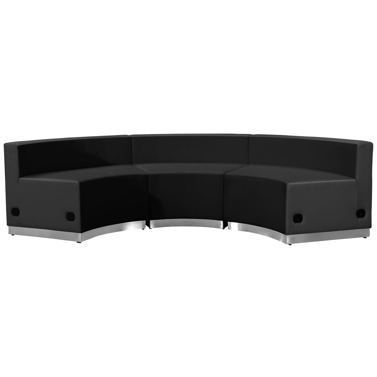 Black |#| 3 PC Black LeatherSoft Modular Reception Configuration w/Taut Back &Seat