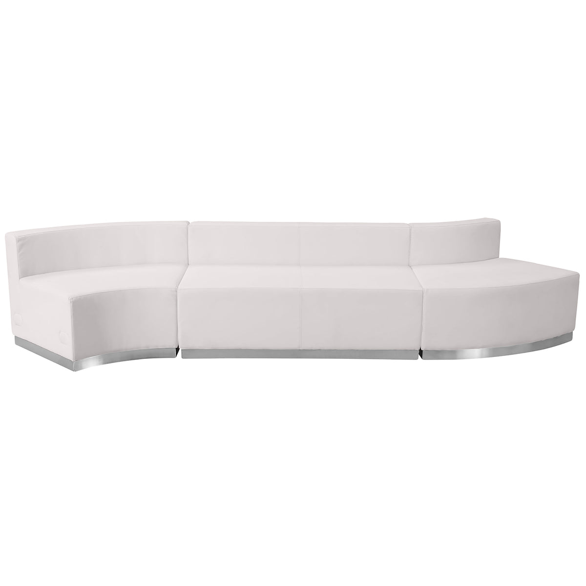 Melrose White |#| 3 PC White LeatherSoft Modular Reception Configuration w/Taut Back &Seat