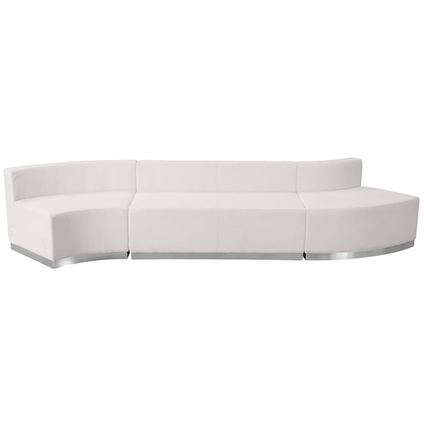Melrose White |#| 3 PC White LeatherSoft Modular Reception Configuration w/Taut Back &Seat