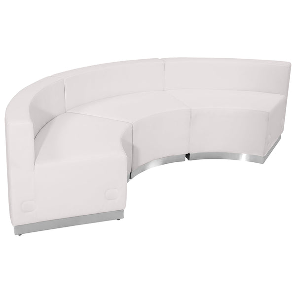 Melrose White |#| 3 PC White LeatherSoft Modular Reception Configuration w/Taut Back &Seat