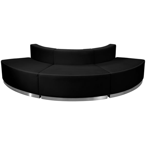 Black |#| 3 PC Black LeatherSoft Modular Reception Configuration w/Taut Back &Seat