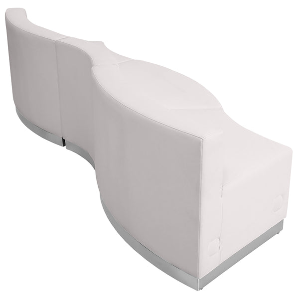 Melrose White |#| 3 PC White LeatherSoft Modular Reception Configuration w/Taut Back &Seat