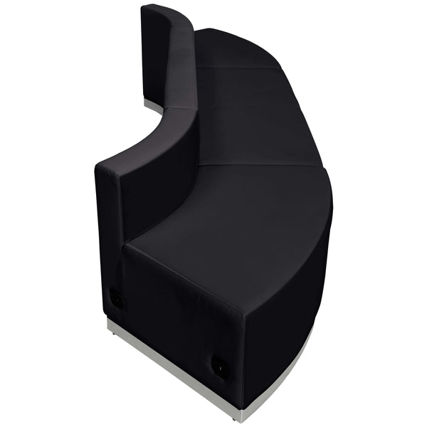 Black |#| 3 PC Black LeatherSoft Modular Reception Configuration w/Taut Back &Seat