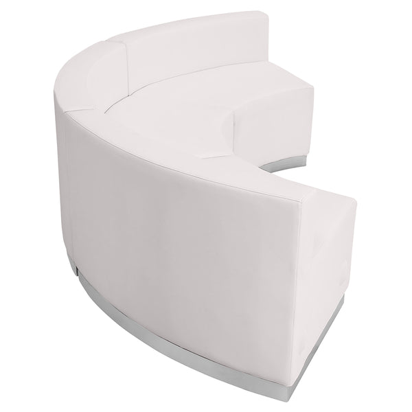 Melrose White |#| 3 PC White LeatherSoft Modular Reception Configuration w/Taut Back &Seat