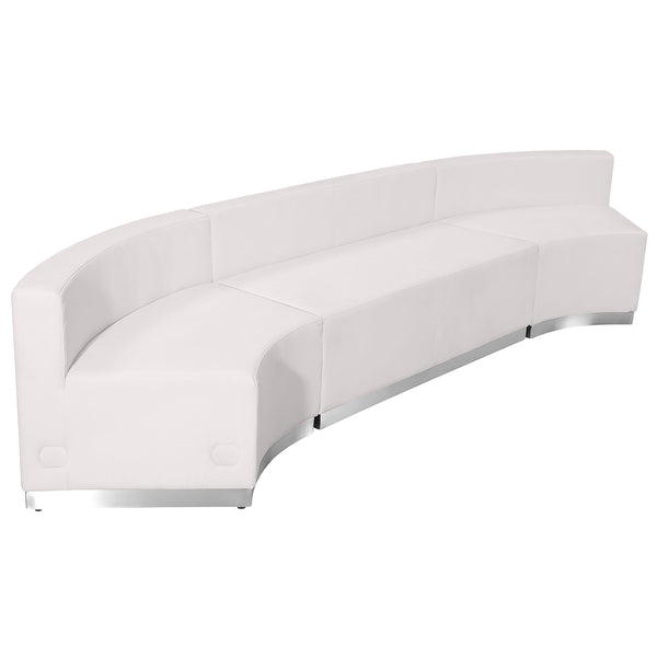 Melrose White |#| 3 PC White LeatherSoft Modular Reception Configuration w/Taut Back &Seat