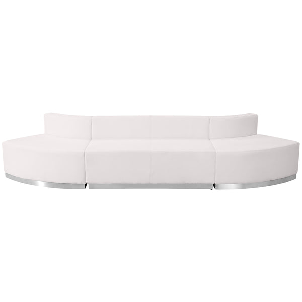 Melrose White |#| 3 PC White LeatherSoft Modular Reception Configuration w/Taut Back &Seat