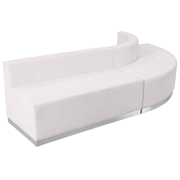 Melrose White |#| 3 PC White LeatherSoft Modular Reception Configuration w/Taut Back &Seat