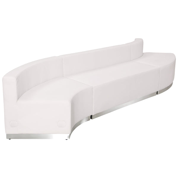 Melrose White |#| 3 PC White LeatherSoft Modular Reception Configuration w/Taut Back &Seat
