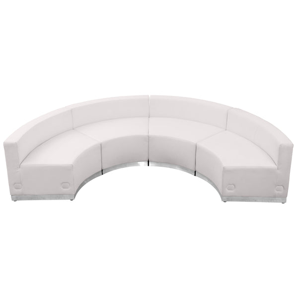 Melrose White |#| 4 PC White LeatherSoft Modular Reception Configuration w/Taut Back &Seat