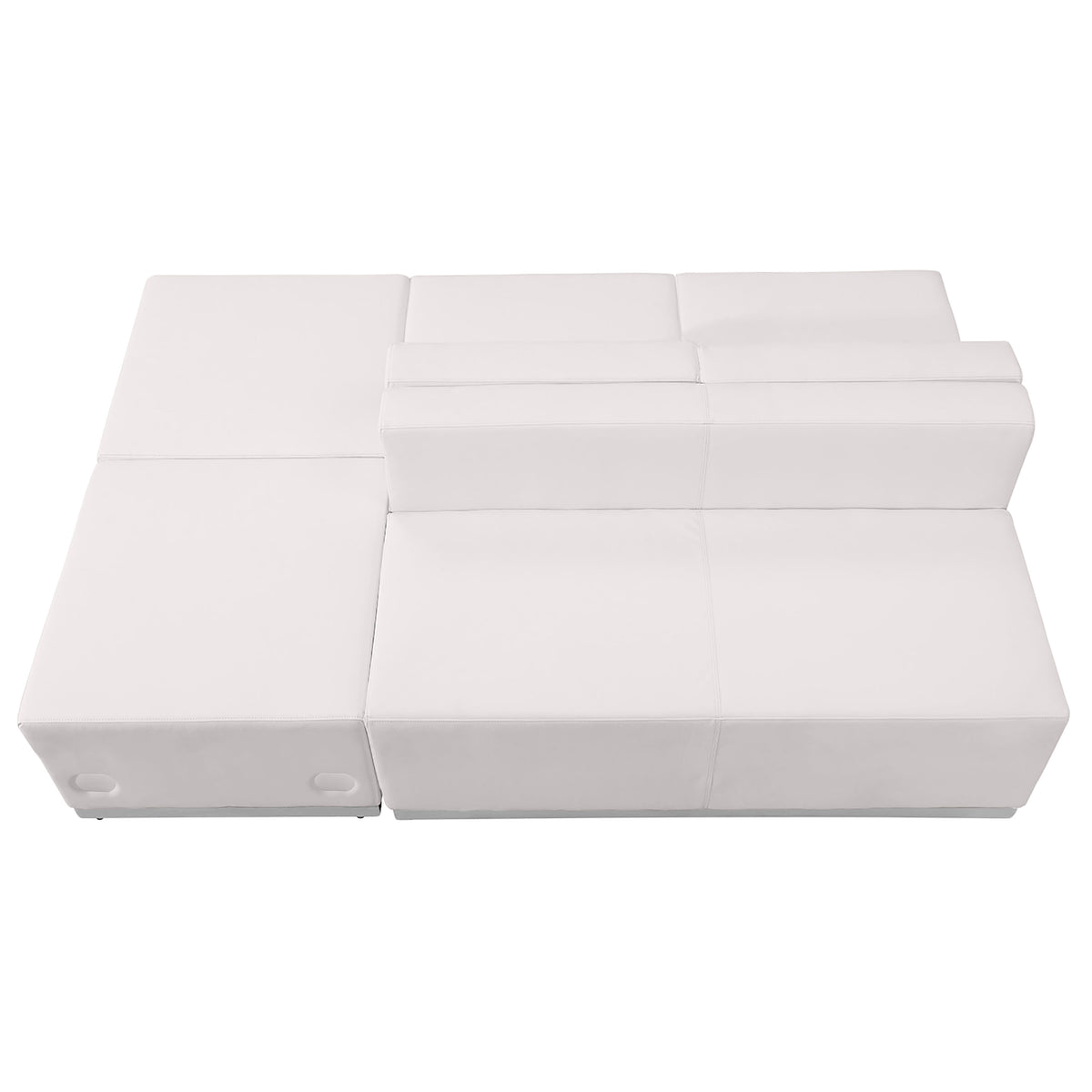 Melrose White |#| 4 PC White LeatherSoft Modular Reception Configuration w/Taut Back &Seat