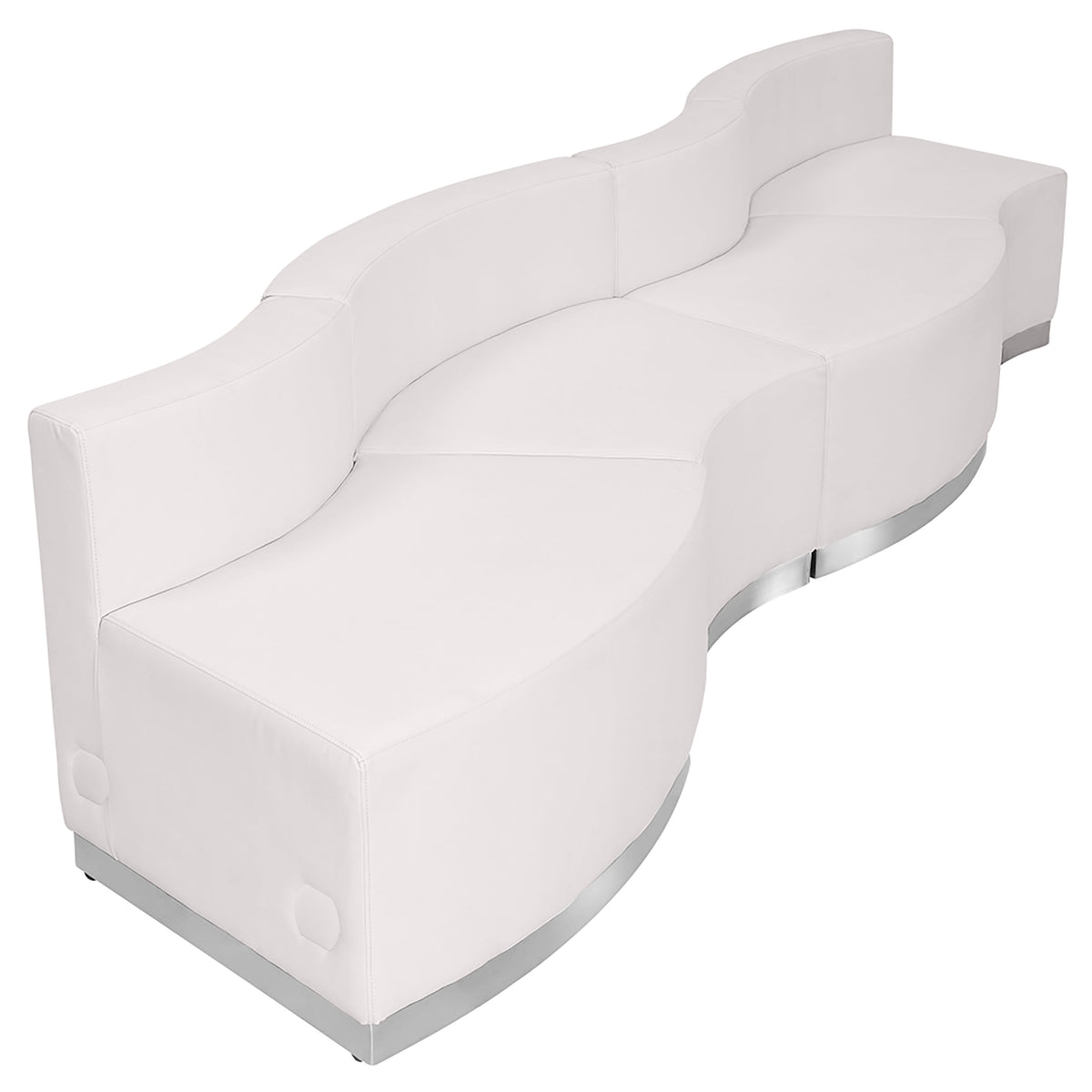 Melrose White |#| 4 PC White LeatherSoft Modular Reception Configuration w/Taut Back &Seat