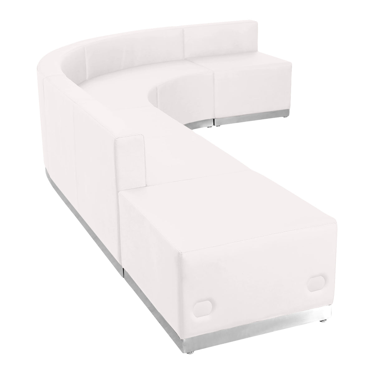Melrose White |#| 5 PC White LeatherSoft Modular Reception Configuration w/Taut Back &Seat