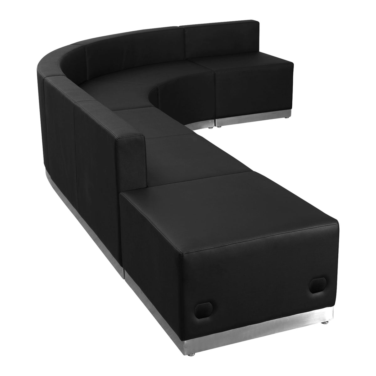 Black |#| 5 PC Black LeatherSoft Modular Reception Configuration w/Taut Back &Seat