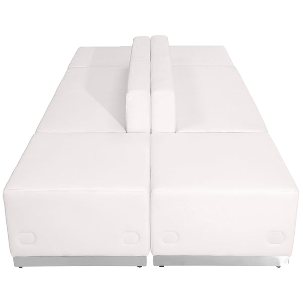Melrose White |#| 6 PC White LeatherSoft Modular Reception Configuration w/Taut Back &Seat
