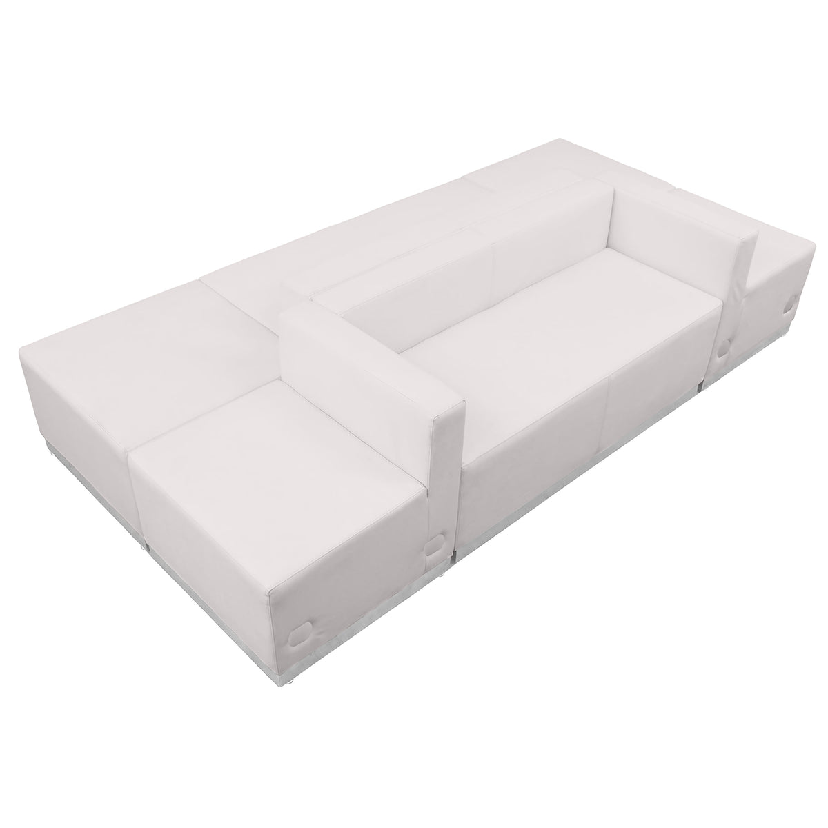 Melrose White |#| 6 PC White LeatherSoft Modular Reception Configuration w/Taut Back &Seat