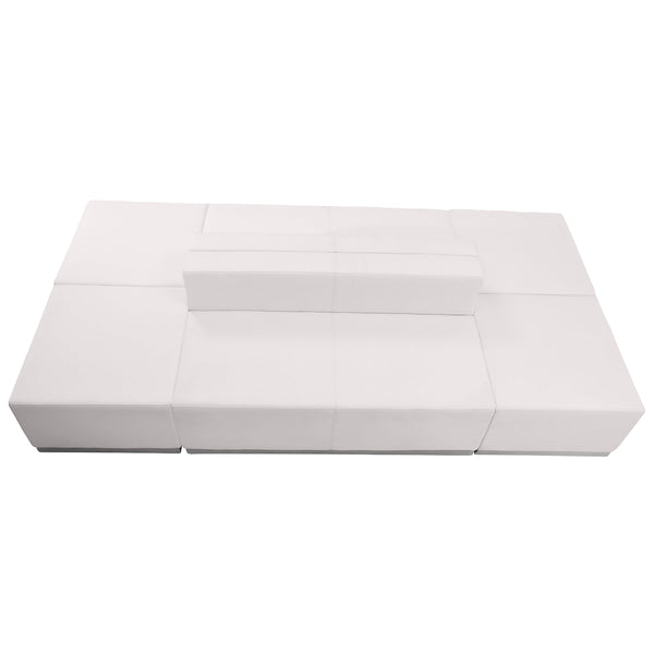 Melrose White |#| 6 PC White LeatherSoft Modular Reception Configuration w/Taut Back &Seat