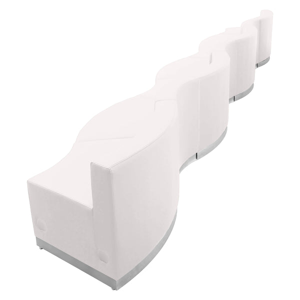 Melrose White |#| 7 PC White LeatherSoft Modular Reception Configuration w/Taut Back &Seat