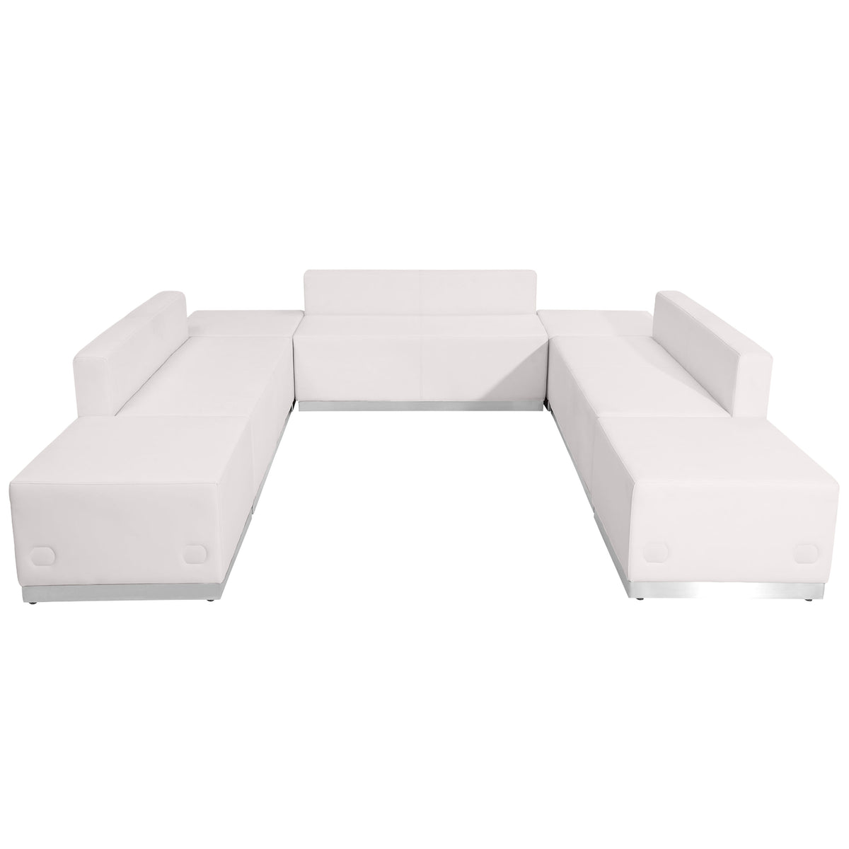 Melrose White |#| 7 PC White LeatherSoft Modular Reception Configuration w/Taut Back &Seat