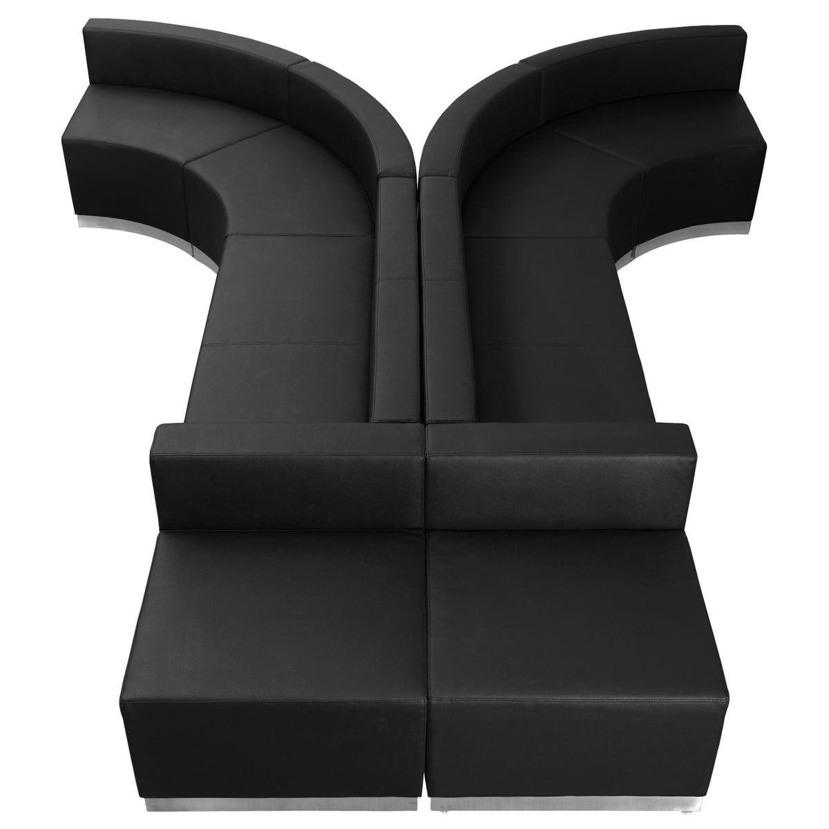 Black |#| 8 PC Black LeatherSoft Modular Reception Configuration w/Taut Back &Seat