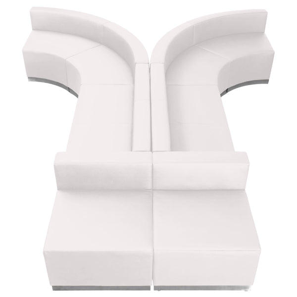 Melrose White |#| 8 PC White LeatherSoft Modular Reception Configuration w/Taut Back &Seat