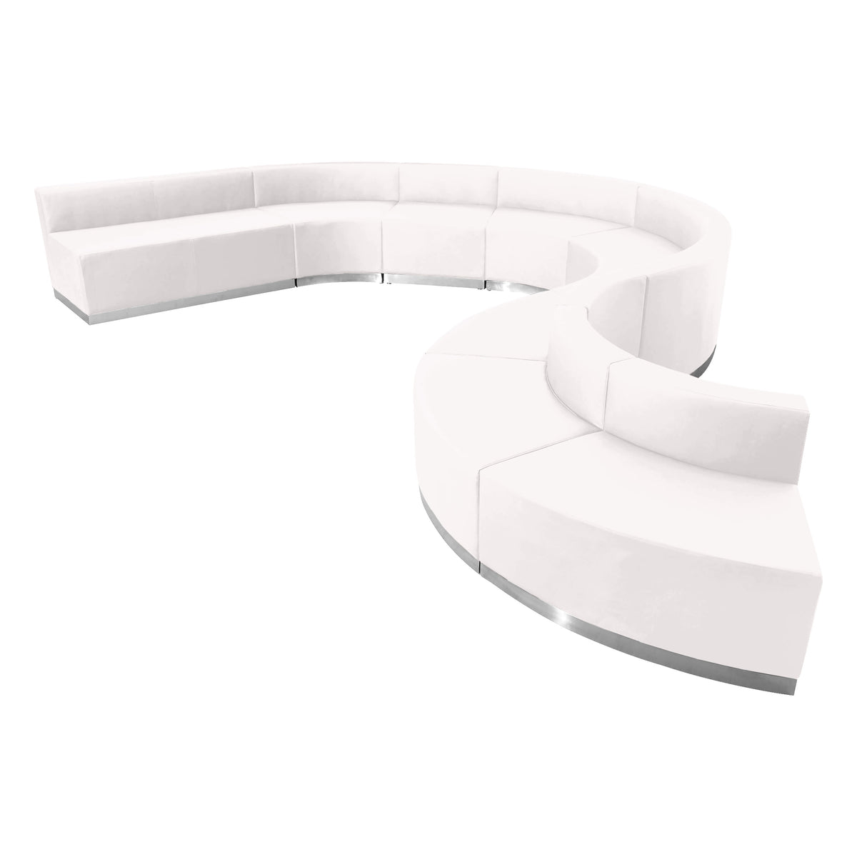 Melrose White |#| 9 PC White LeatherSoft Modular Reception Configuration w/Taut Back &Seat