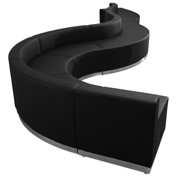 Black |#| 9 PC Black LeatherSoft Modular Reception Configuration w/Taut Back &Seat