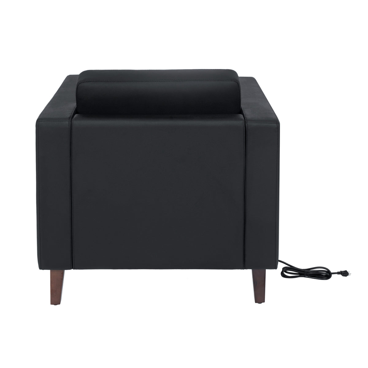 Black |#| 3 PC Commercial Seating Set with Outlets/USB/USB-C Ports in Black LeatherSoft