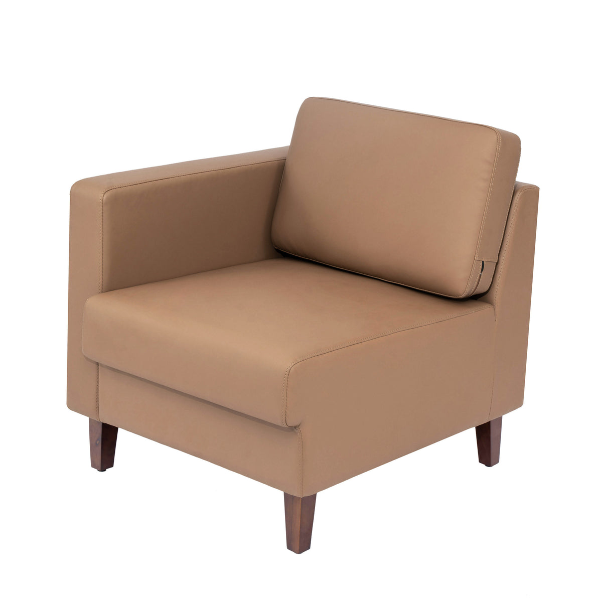 Cognac |#| Commercial Modular Left Arm Chair with AC/USB/USB-C Chargers-Cognac LeatherSoft