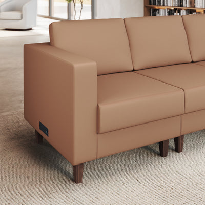 Commercial Modular Left Arm Chair with AC/USB/USB-C Chargers - View 2