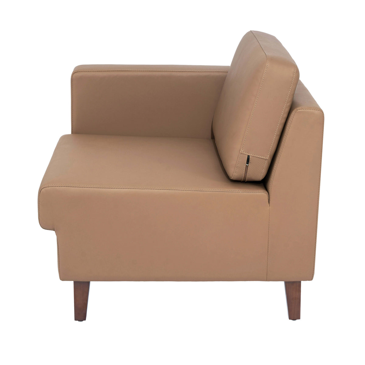 Cognac |#| Commercial Modular Left Arm Chair with AC/USB/USB-C Chargers-Cognac LeatherSoft