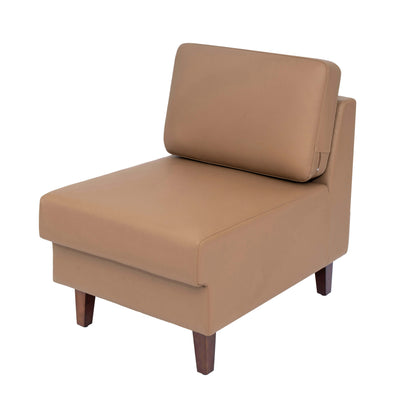 Commercial Modular Armless Middle Chair with Solid Wood Legs - View 1