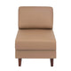Cognac |#| Commercial Modular Armless Middle Chair with Solid Wood Legs-Cognac LeatherSoft