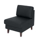 Black |#| Commercial Modular Armless Middle Chair with Solid Wood Legs-Black LeatherSoft