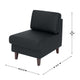 Black |#| Commercial Modular Armless Middle Chair with Solid Wood Legs-Black LeatherSoft
