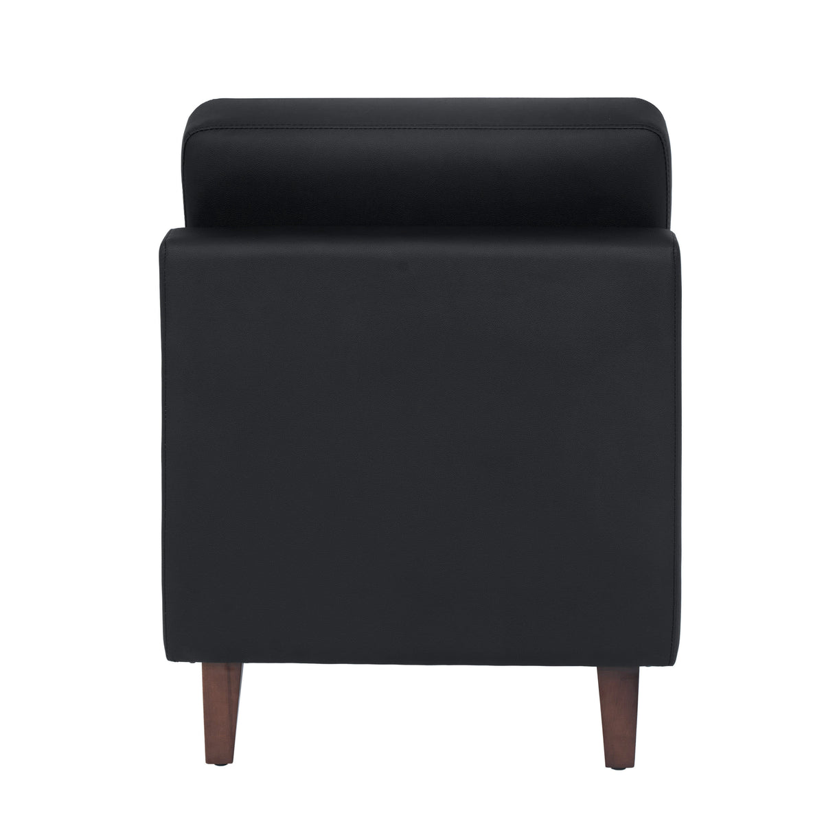 Black |#| Commercial Modular Armless Middle Chair with Solid Wood Legs-Black LeatherSoft