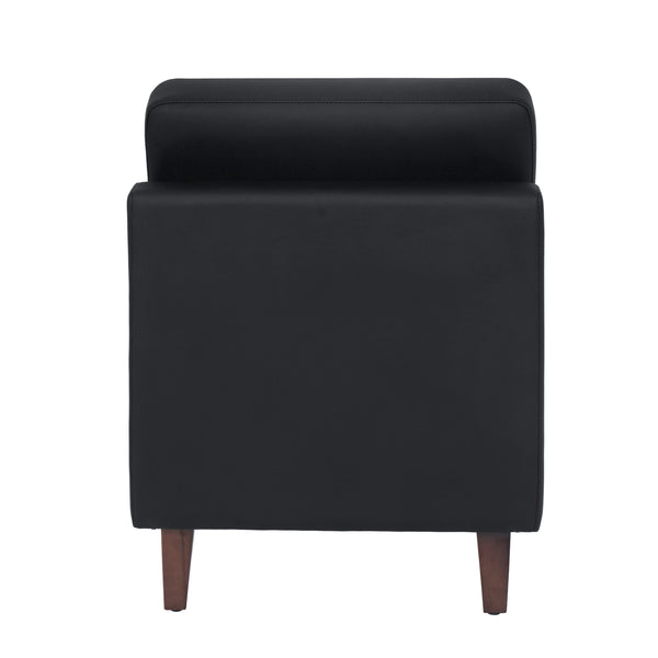 Black |#| Commercial Modular Armless Middle Chair with Solid Wood Legs-Black LeatherSoft